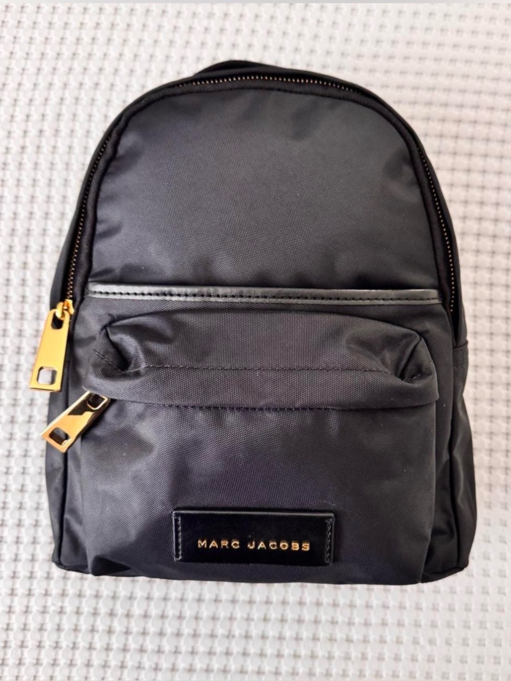 Marc Jacobs Black Nylon Mini Backpack with Gold Hardware